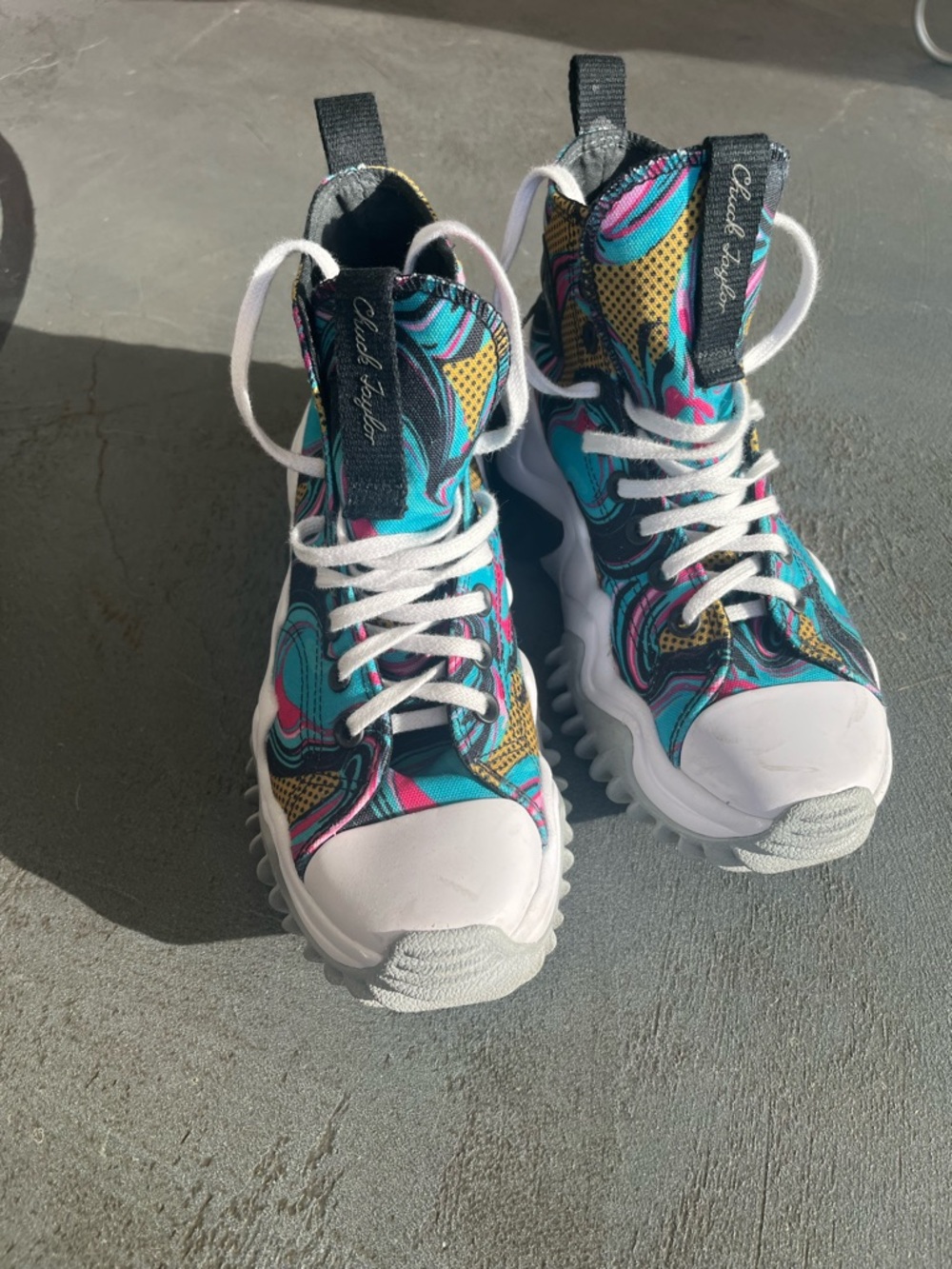 Converse High-Top Sneakers Teal Pink Yellow Black White